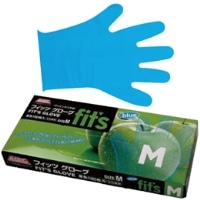 ポリ手袋 FITSグローブ M ブルー 100枚入