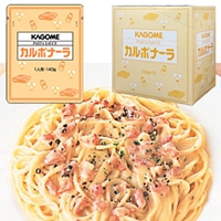 牛乳、卵、ベーコンをバランスよく調味したパスタソースです牛乳、卵、ベーコンをバランス良く調味した、女性に人気の定番パスタメニューです。【規格・入数】1箱10袋入り、1袋140Ｇ